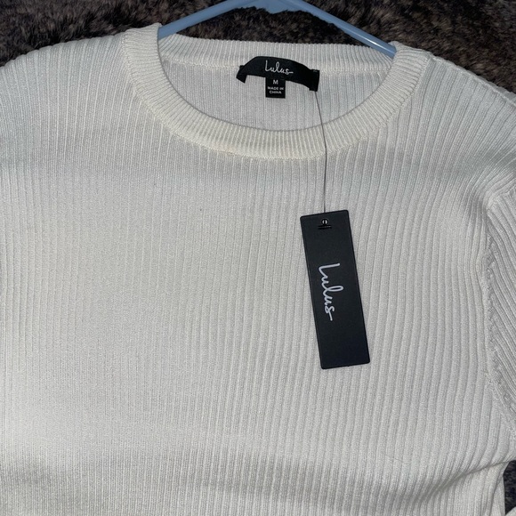 Lulus ivory ribbed knit long sleeve sweater top - Picture 3 of 3